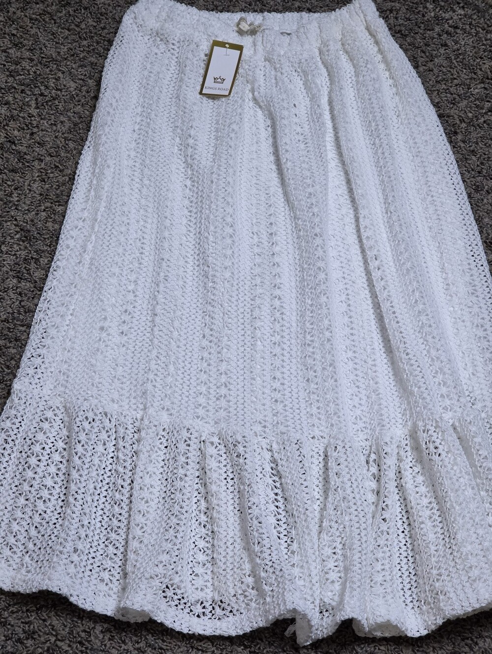 Crochet Maxi Skirt in White - Kinga Varga